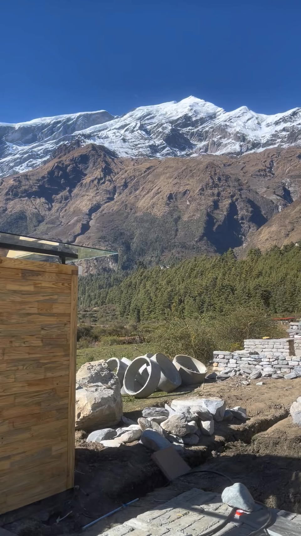 Glass roofing work at a mountain lodge in Nepal
